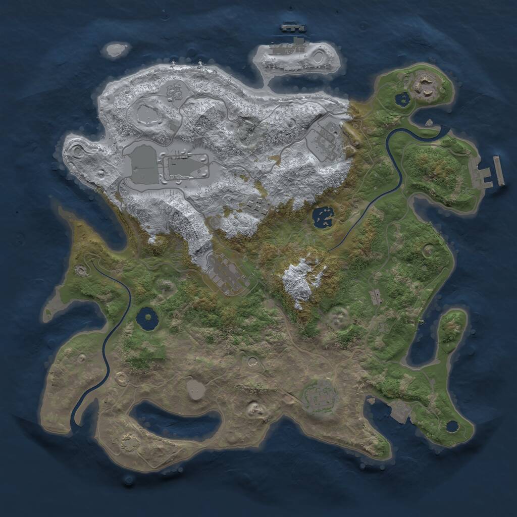 Rust Map: Procedural Map, Size: 3500, Seed: 36596, 13 Monuments