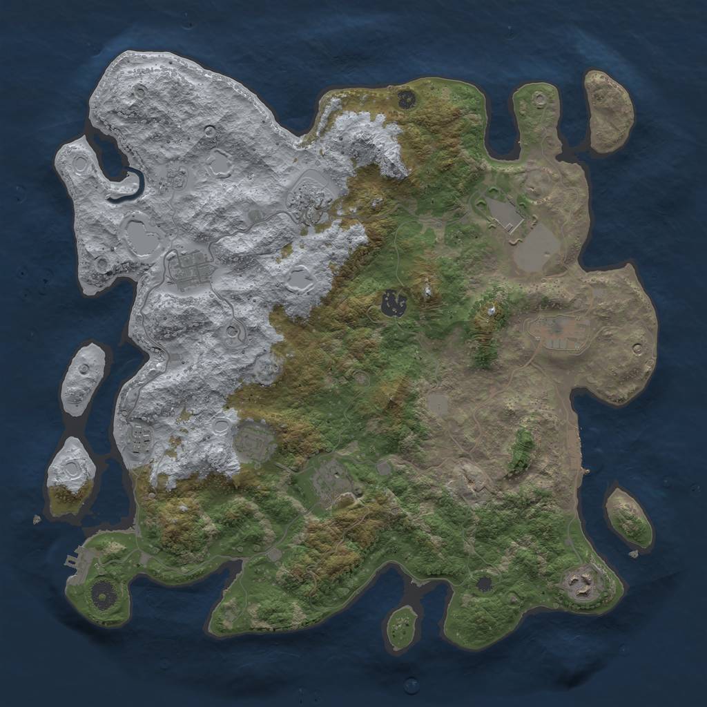 Rust Map: Procedural Map, Size: 3950, Seed: 1809049304, 16 Monuments