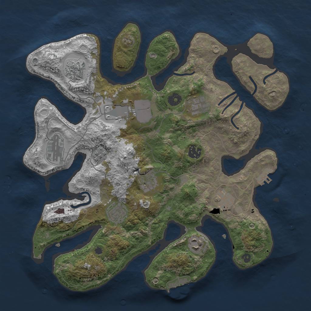 Rust Map: Procedural Map, Size: 3500, Seed: 523546, 17 Monuments