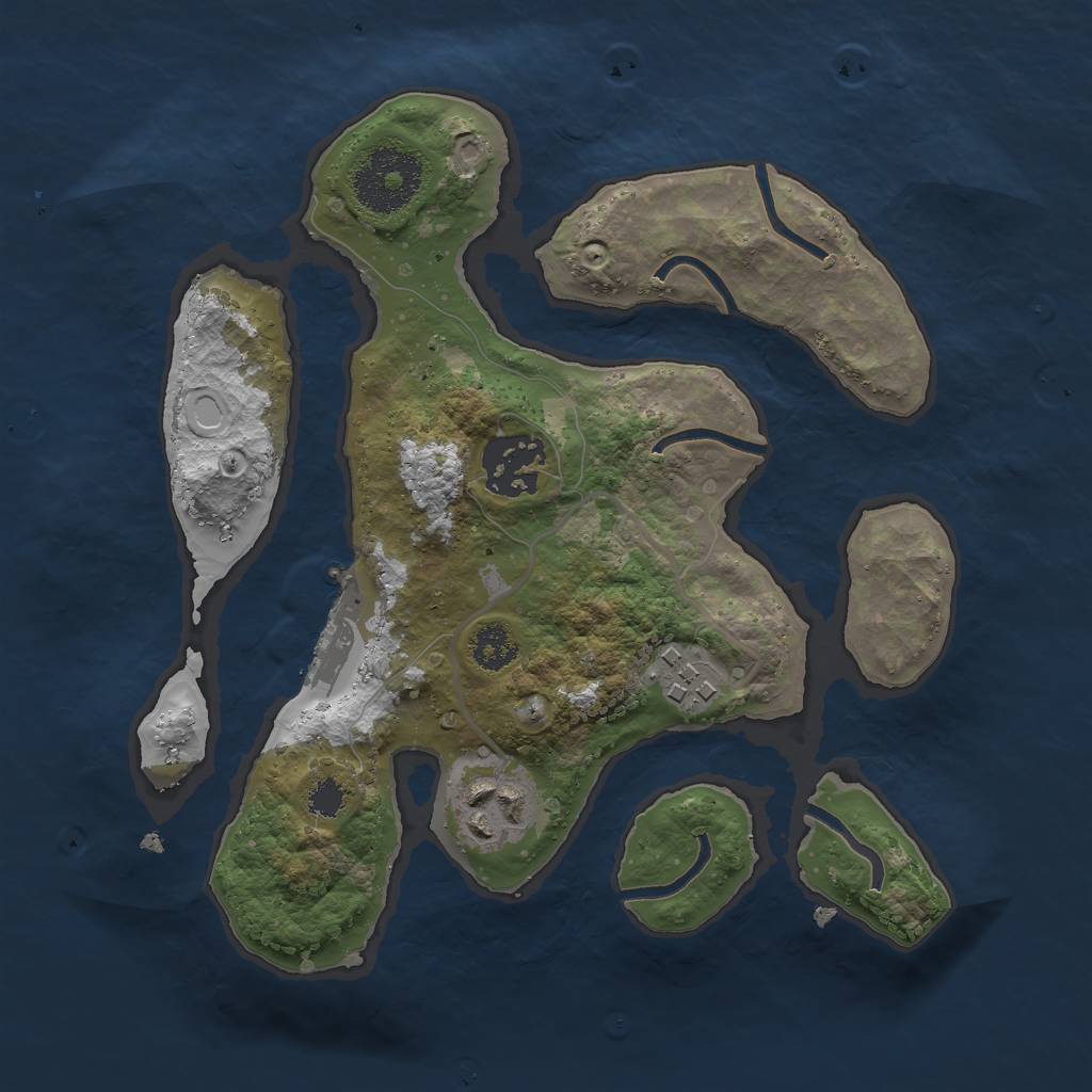 Rust Map: Procedural Map, Size: 2500, Seed: 66666, 9 Monuments