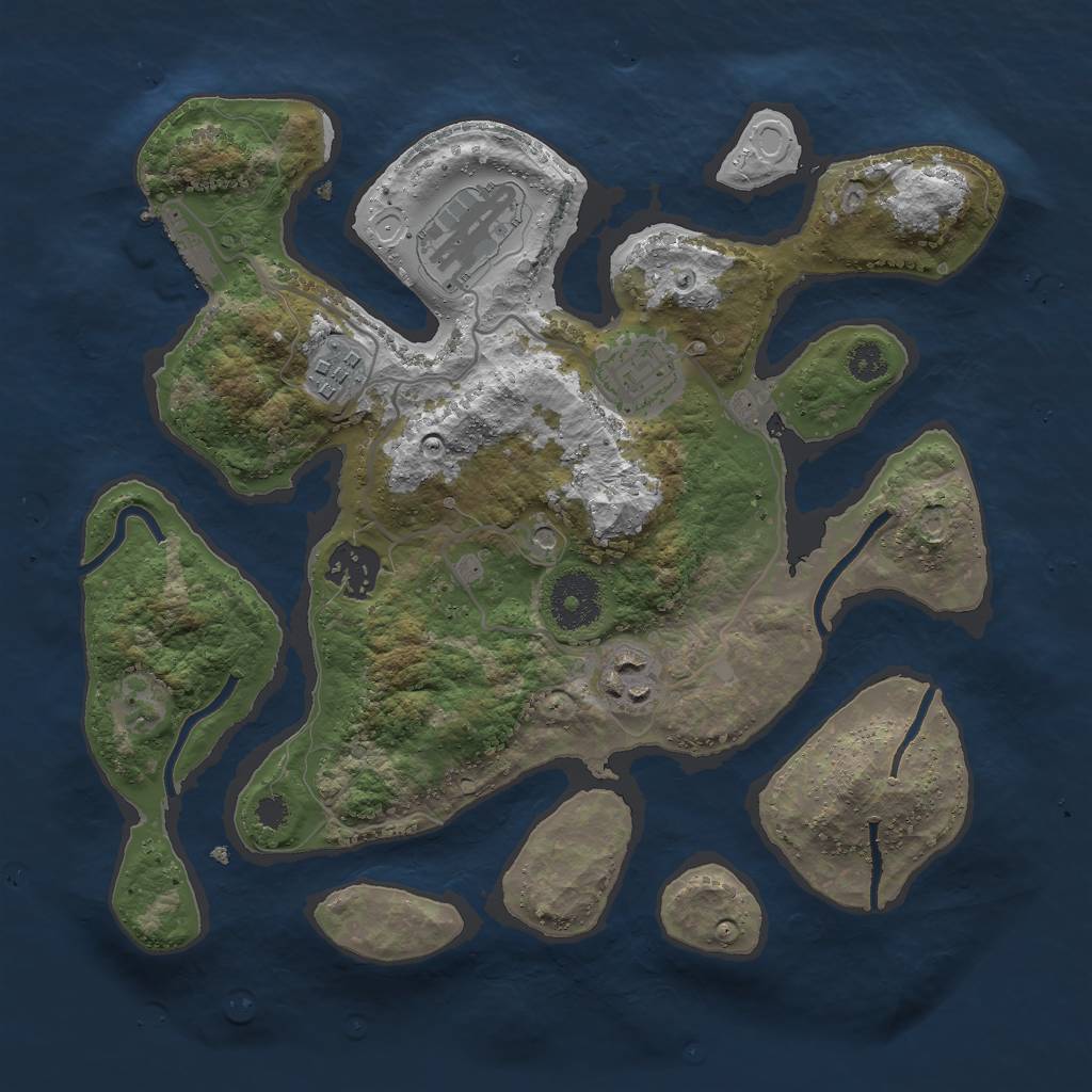 Rust Map: Procedural Map, Size: 3000, Seed: 464623632, 12 Monuments