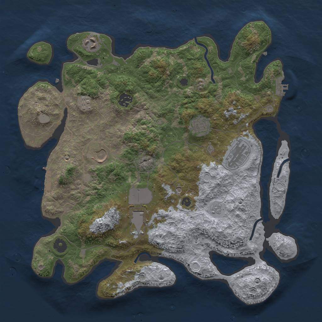 Rust Map: Procedural Map, Size: 3600, Seed: 1607263901, 14 Monuments