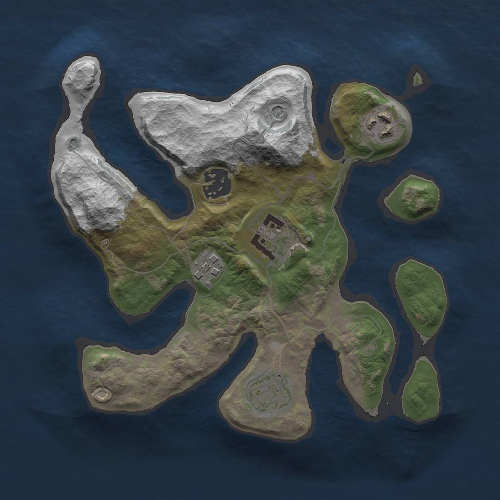 Rust Map: Barren, Size: 2500, Seed: 312344, 8 Monuments
