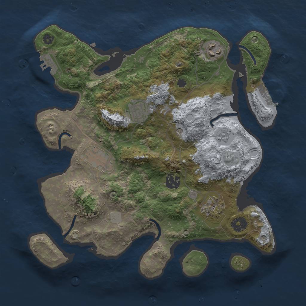 Rust Map: Procedural Map, Size: 3000, Seed: 126090808, 12 Monuments