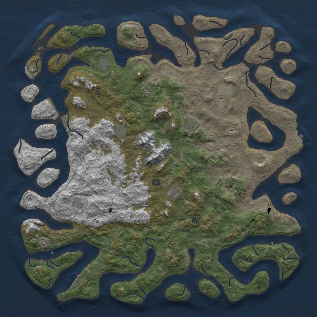 Rust Map: Procedural Map, Size: 6000, Seed: 30357929, 19 Monuments