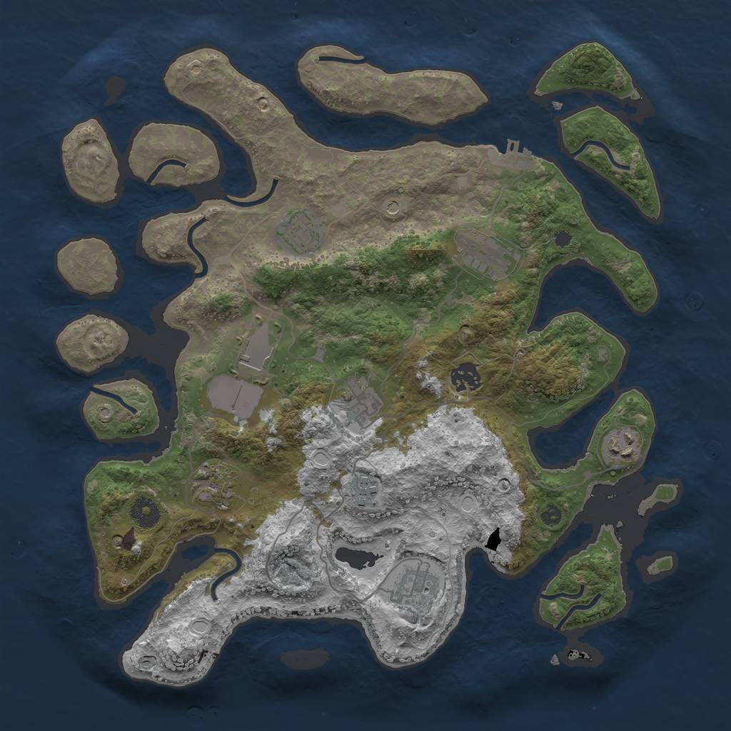 Rust Map: Procedural Map, Size: 3700, Seed: 747701082, 16 Monuments