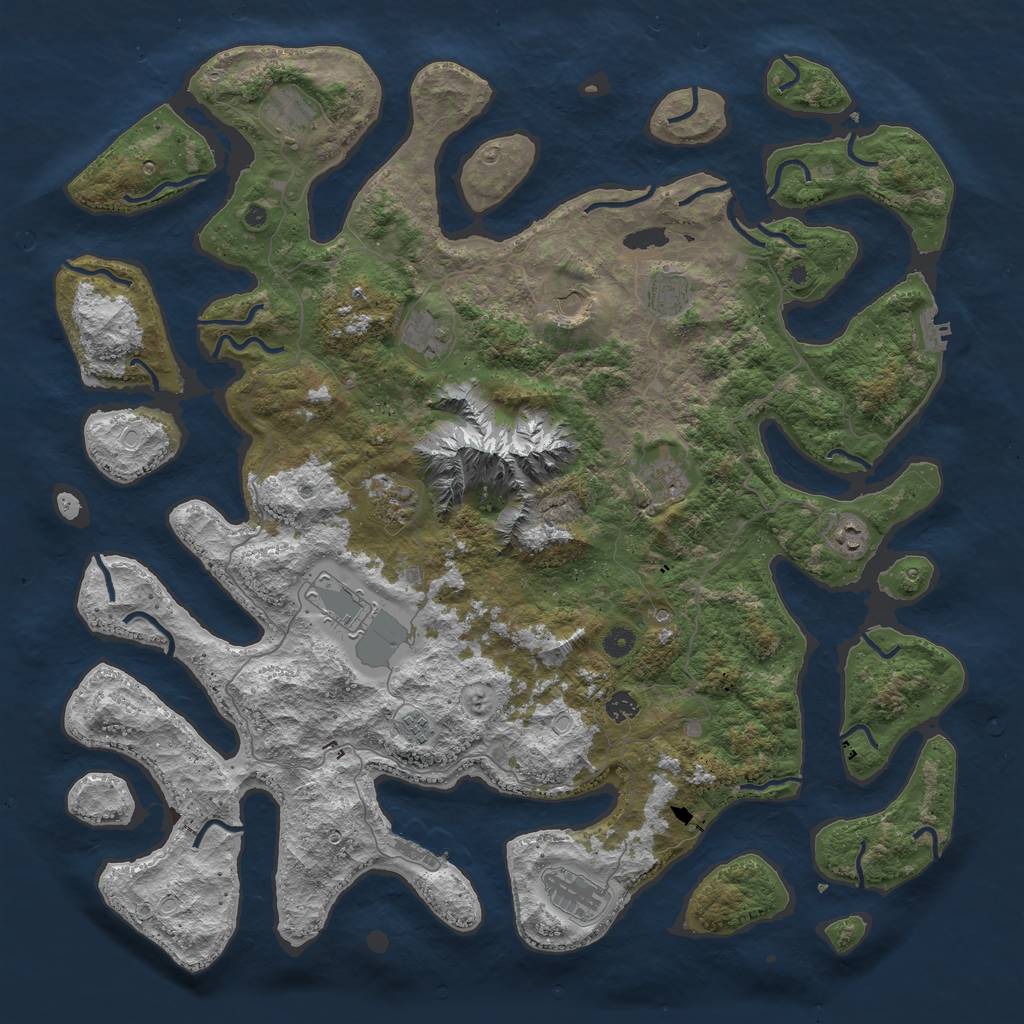Rust Map: Procedural Map, Size: 5000, Seed: 65321, 19 Monuments
