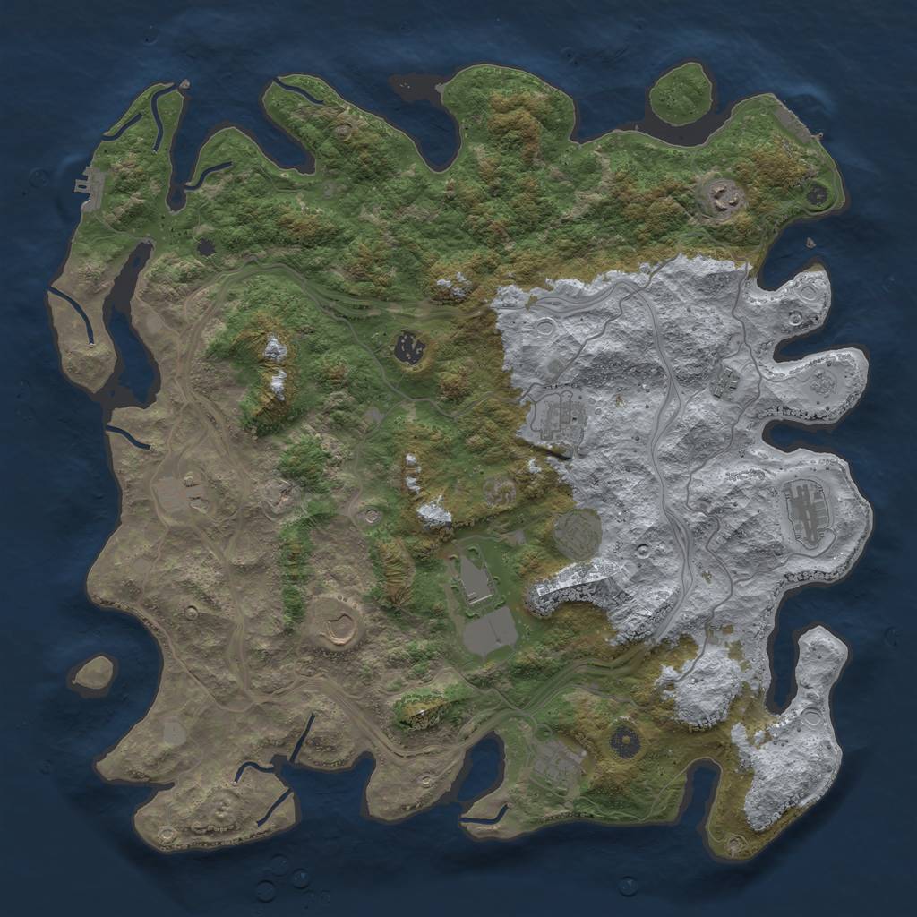 Rust Map: Procedural Map, Size: 4500, Seed: 411, 17 Monuments