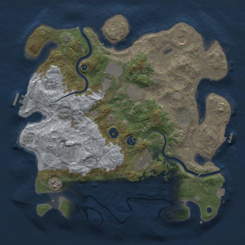 Rust Map: Procedural Map, Size: 3850, Seed: 878892173, 16 Monuments