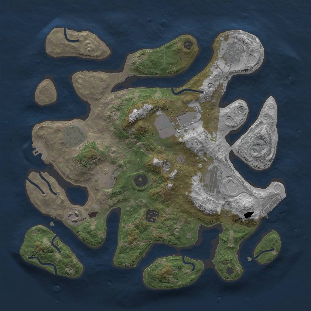 Rust Map: Procedural Map, Size: 3500, Seed: 3838383, 15 Monuments