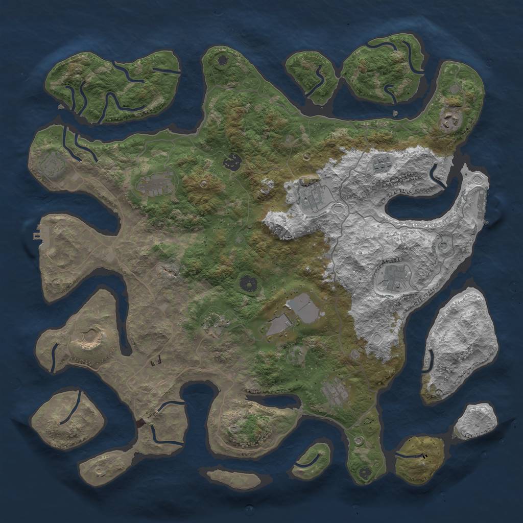Rust Map: Procedural Map, Size: 4500, Seed: 709194854, 19 Monuments