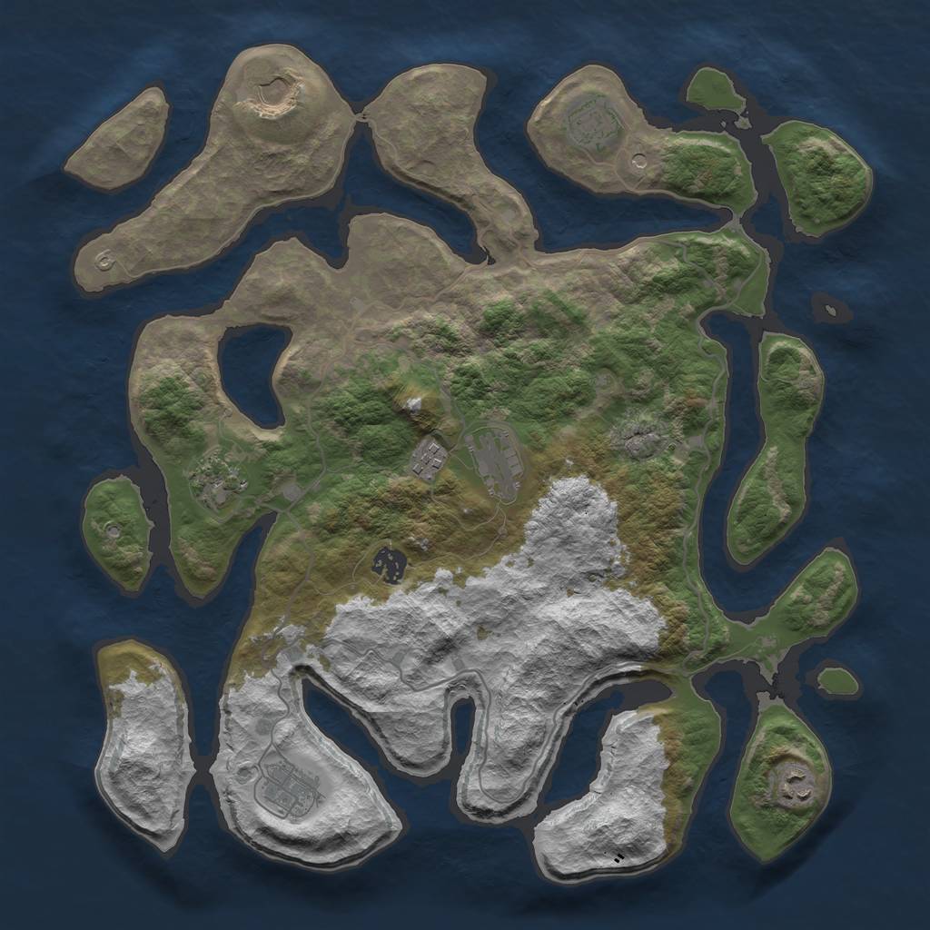 Rust Map: Barren, Size: 4000, Seed: 604828779, 11 Monuments
