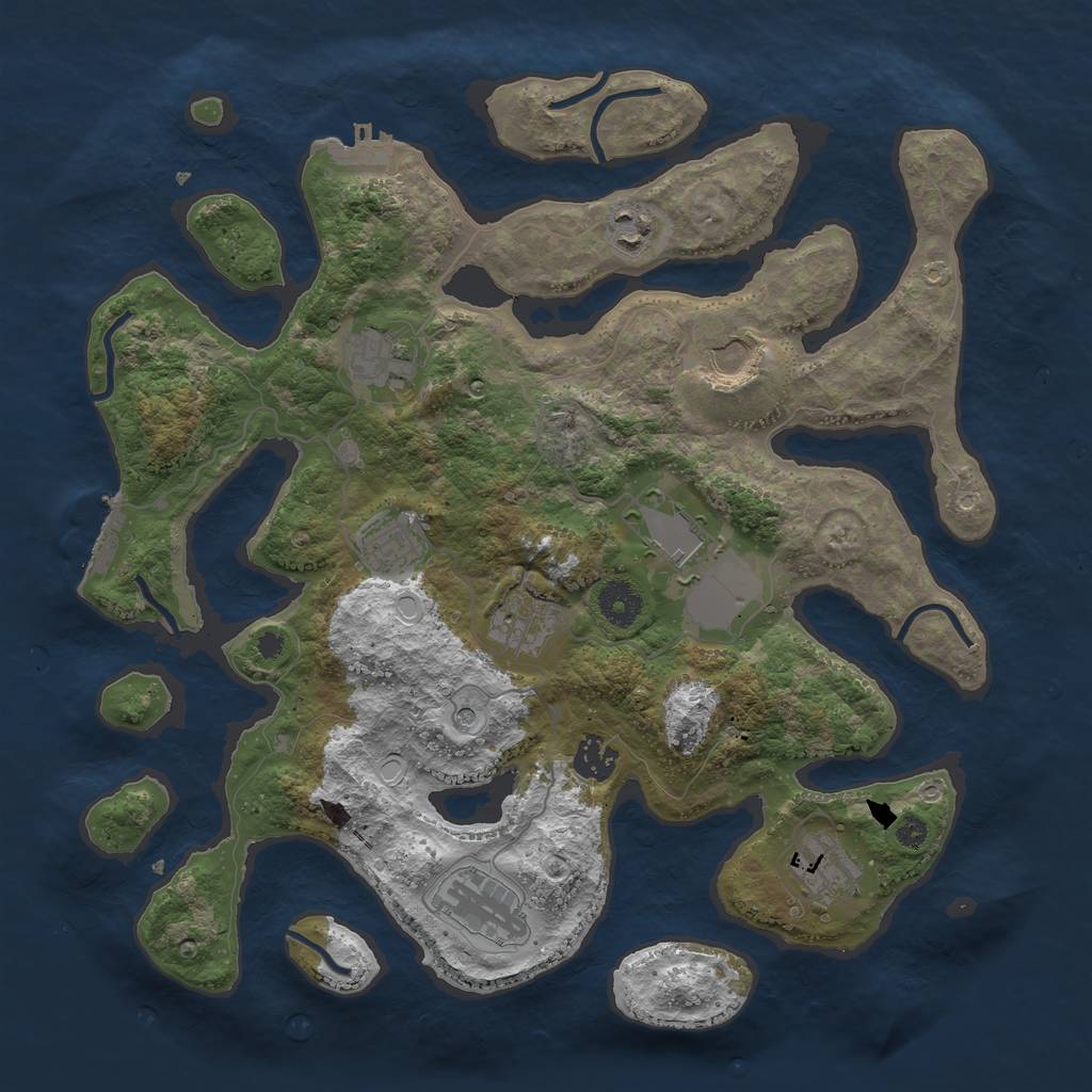 Rust Map: Procedural Map, Size: 3700, Seed: 463241355, 17 Monuments