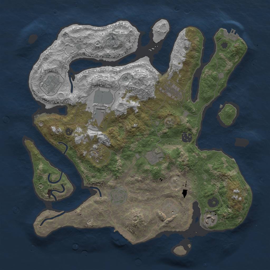 Rust Map: Procedural Map, Size: 3750, Seed: 441980269, 17 Monuments