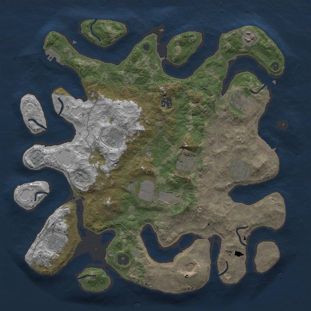 Rust Map: Procedural Map, Size: 4000, Seed: 337480447, 18 Monuments