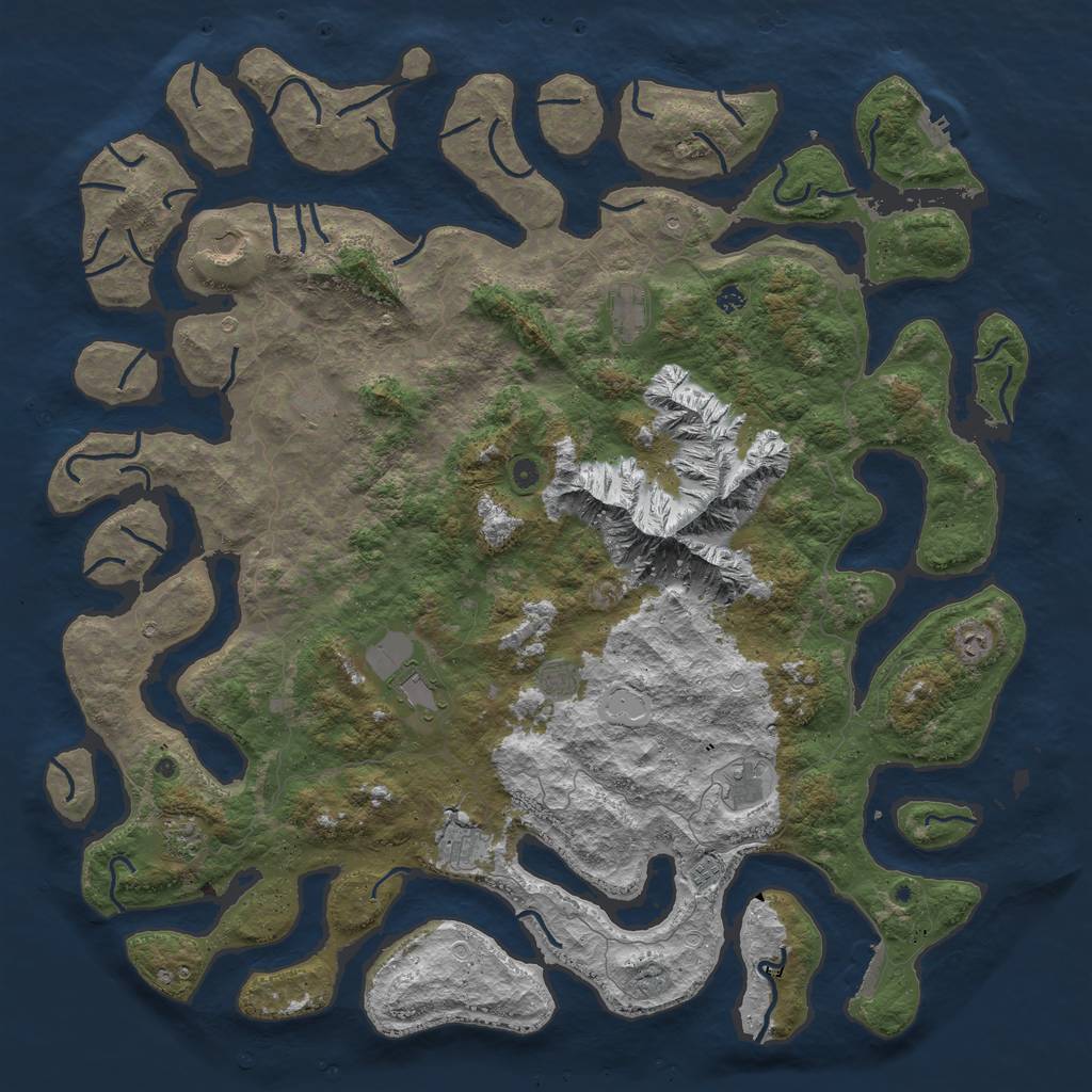 Rust Map: Procedural Map, Size: 6000, Seed: 718113575, 19 Monuments