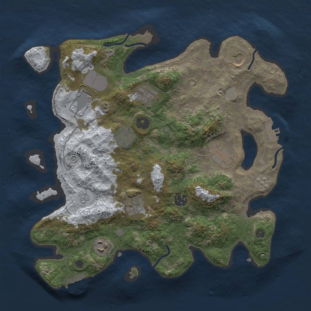 Rust Map: Procedural Map, Size: 3500, Seed: 141647679, 18 Monuments