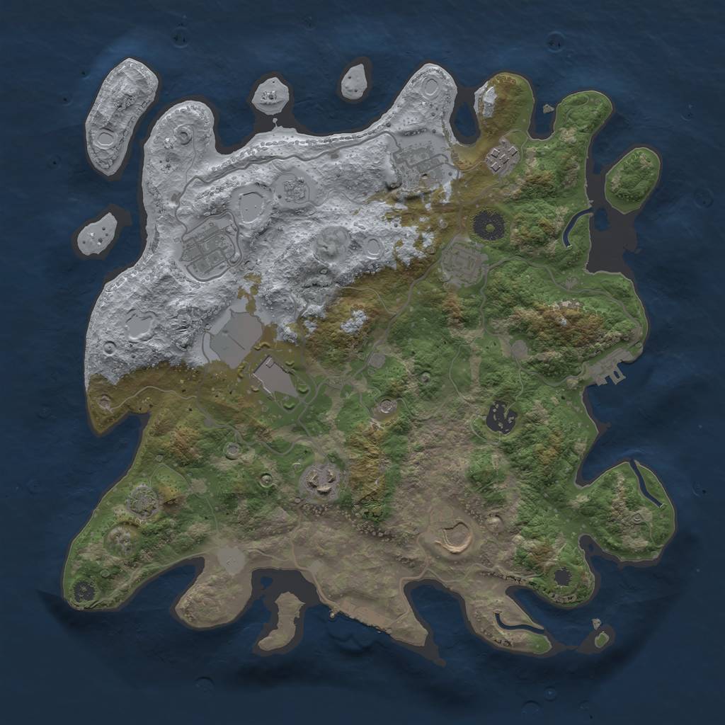 Rust Map: Procedural Map, Size: 3500, Seed: 663345, 16 Monuments