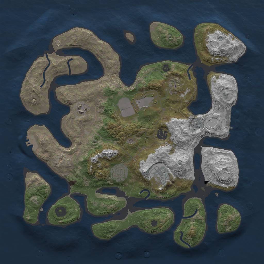 Rust Map: Procedural Map, Size: 3600, Seed: 933598175, 15 Monuments