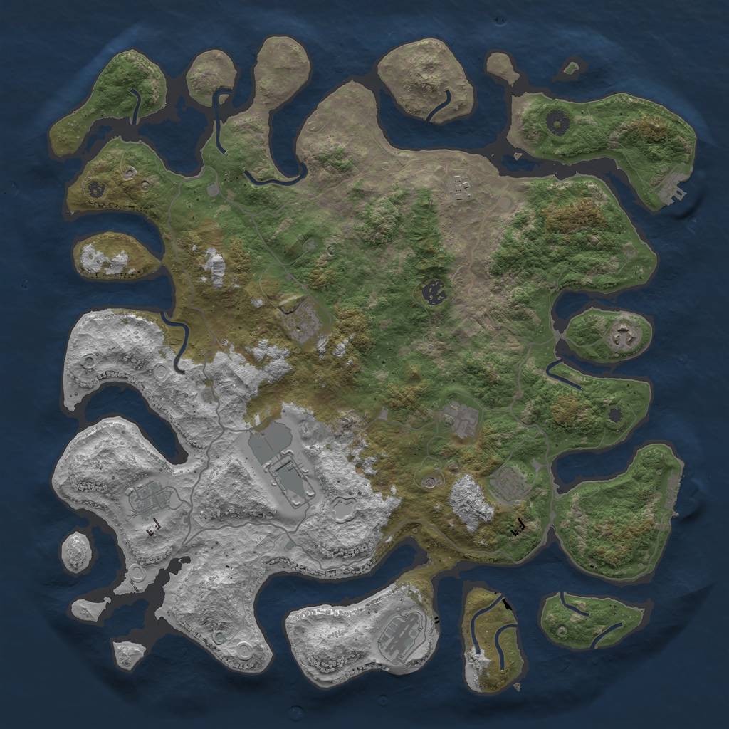 Rust Map: Procedural Map, Size: 4500, Seed: 5521654, 17 Monuments