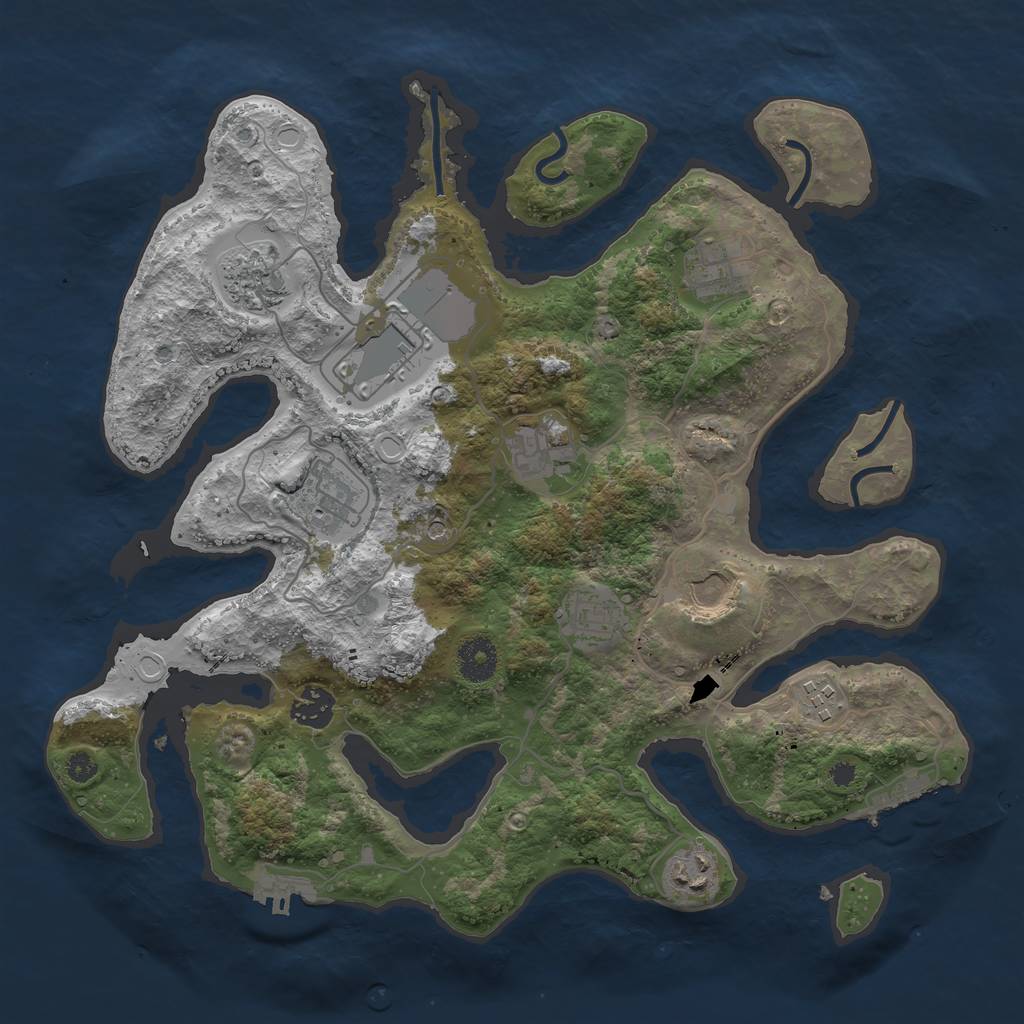 Rust Map: Procedural Map, Size: 3600, Seed: 1170950044, 18 Monuments