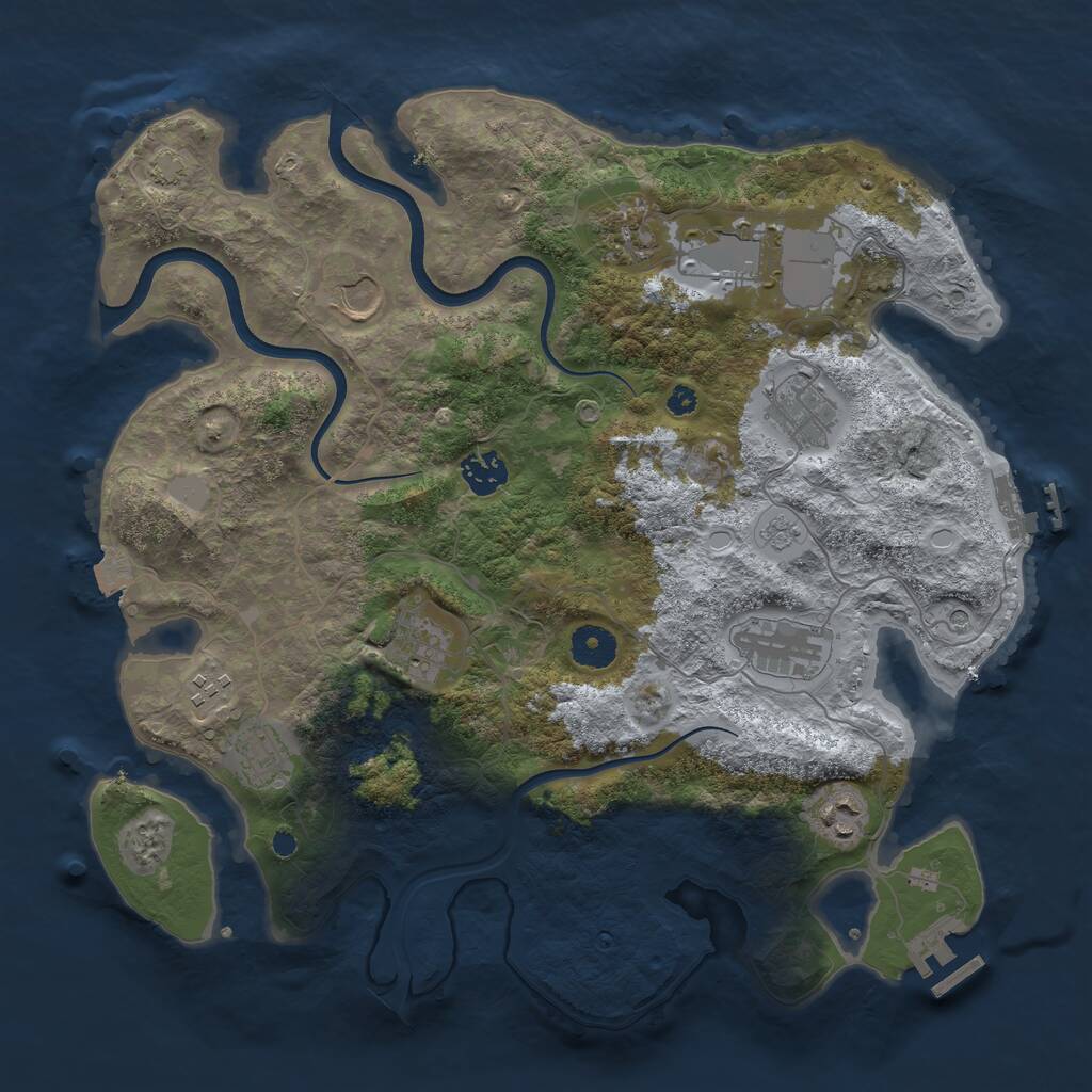 Rust Map: Procedural Map, Size: 3700, Seed: 484995089, 16 Monuments