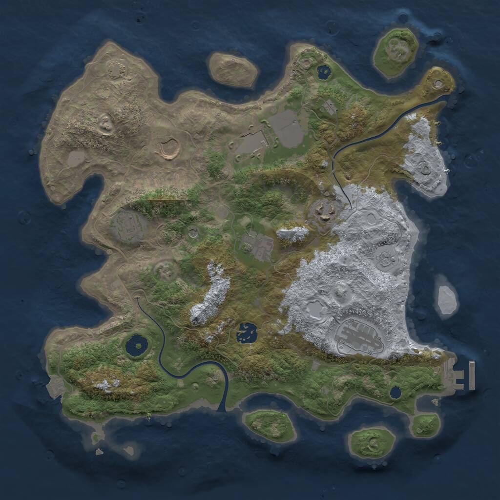 Rust Map: Procedural Map, Size: 3500, Seed: 692443078, 12 Monuments