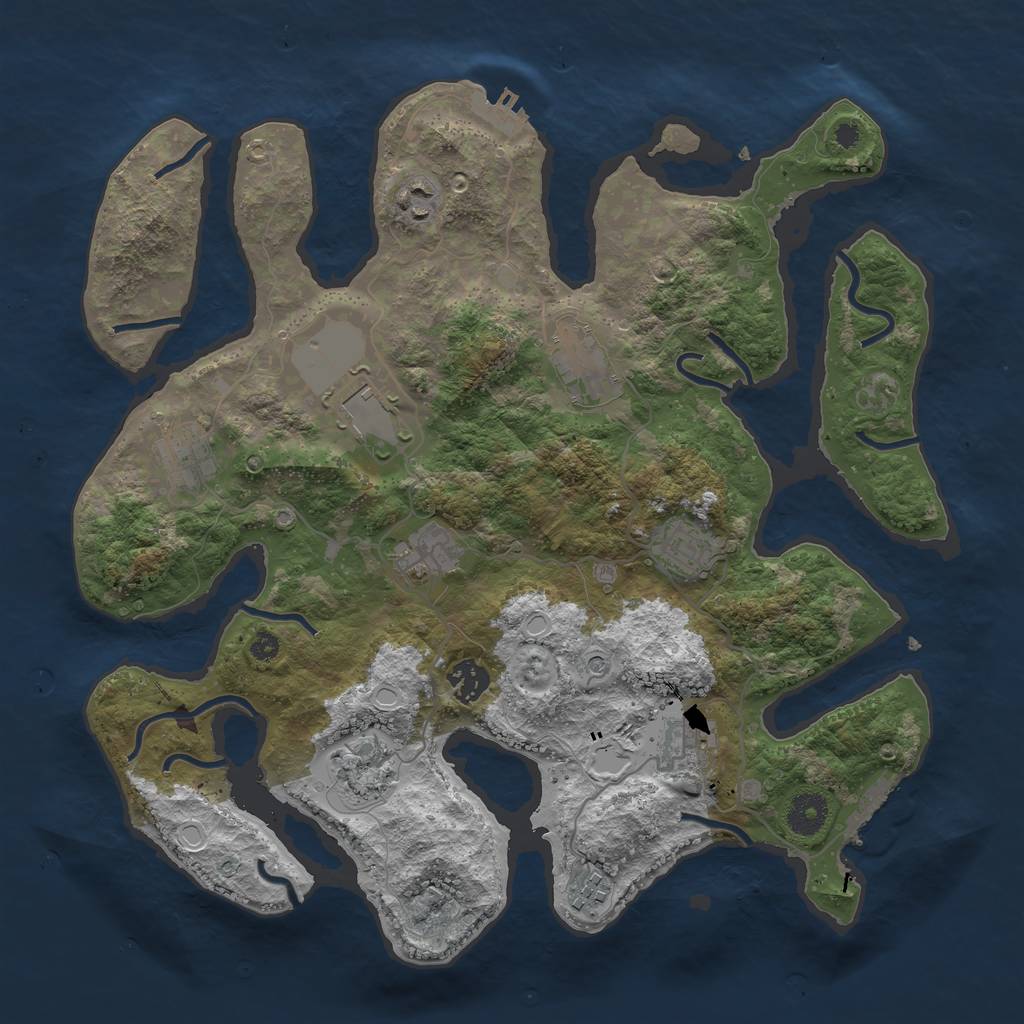 Rust Map: Procedural Map, Size: 3700, Seed: 281286586, 18 Monuments