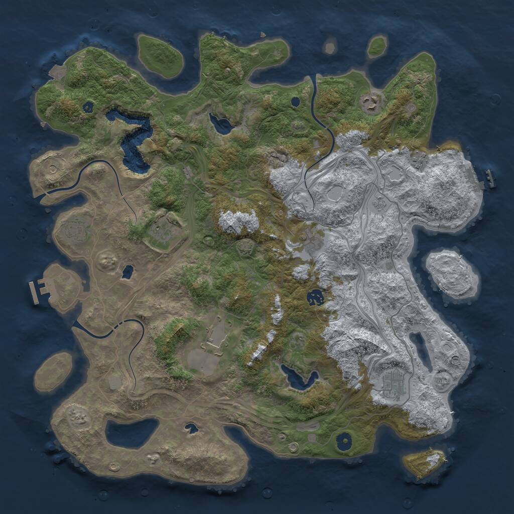 Rust Map: Procedural Map, Size: 4500, Seed: 6321956, 14 Monuments