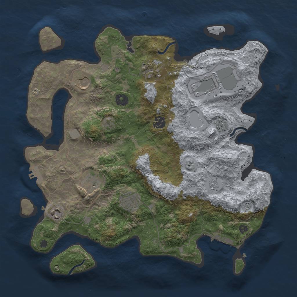 Rust Map: Procedural Map, Size: 3500, Seed: 144142102, 15 Monuments
