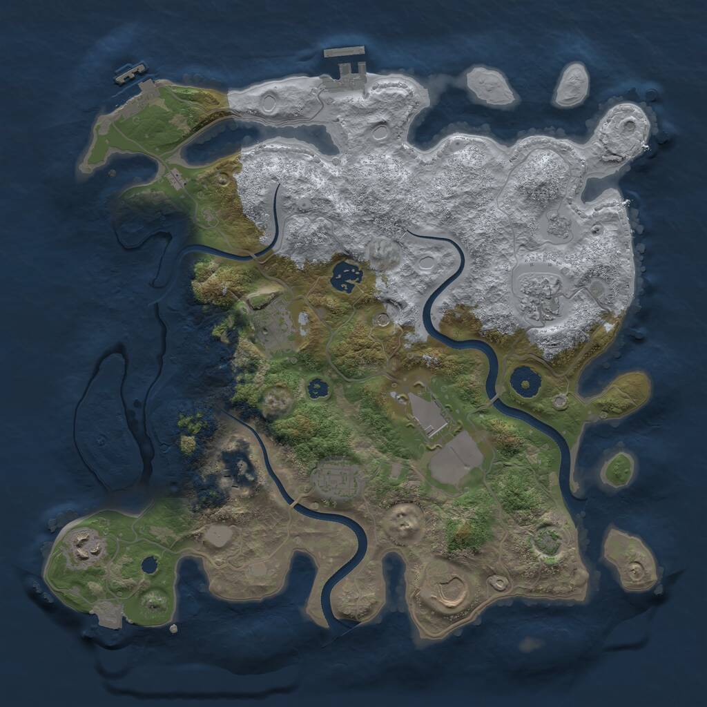 Rust Map: Procedural Map, Size: 3500, Seed: 353583645, 14 Monuments