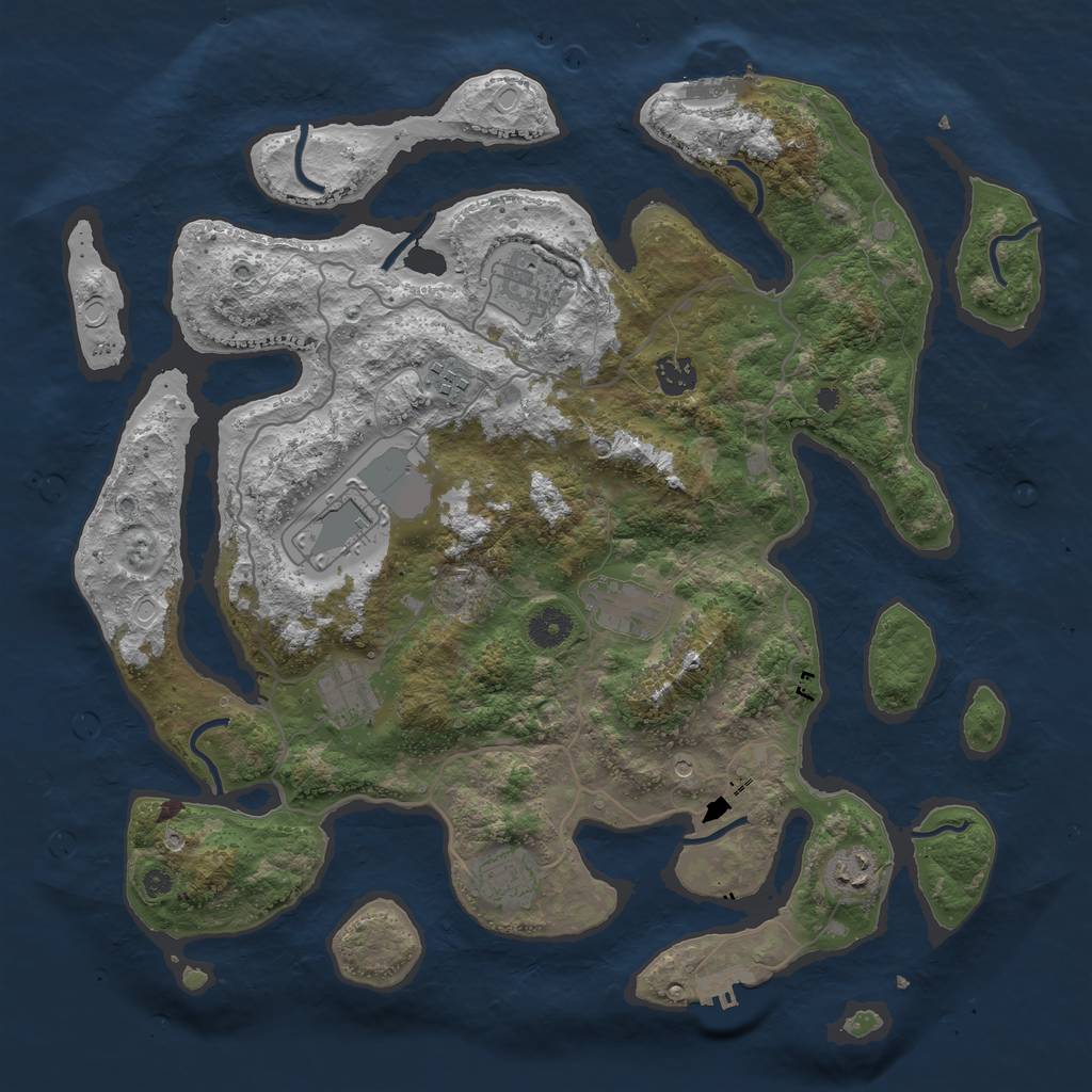 Rust Map: Procedural Map, Size: 4000, Seed: 56737, 16 Monuments