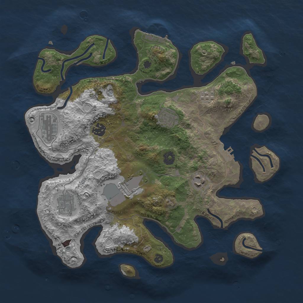 Rust Map: Procedural Map, Size: 3500, Seed: 1350074335, 15 Monuments