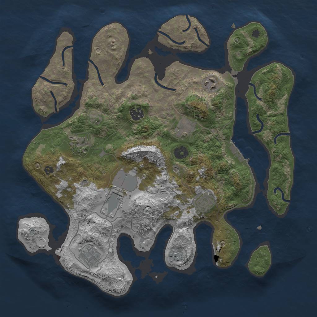 Rust Map: Procedural Map, Size: 3500, Seed: 1994028857, 15 Monuments