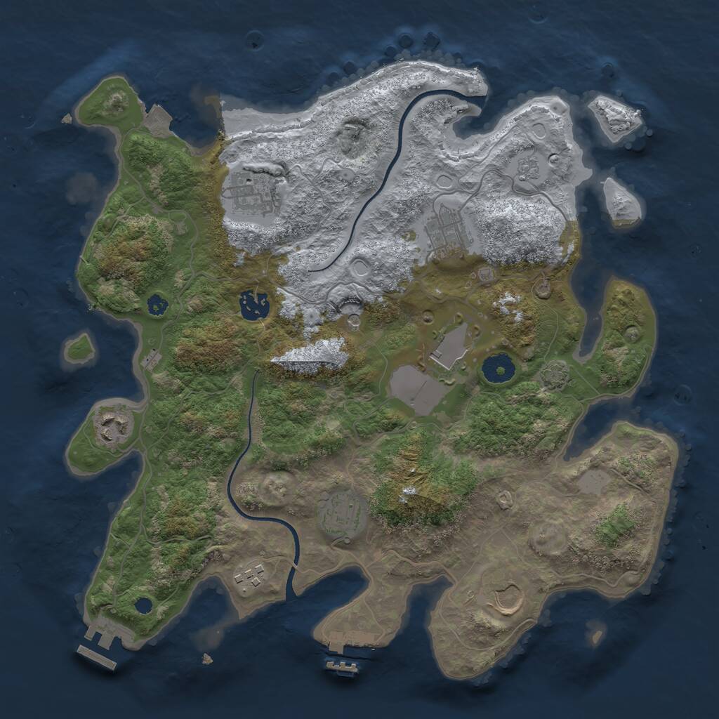 Rust Map: Procedural Map, Size: 3500, Seed: 1528493367, 14 Monuments