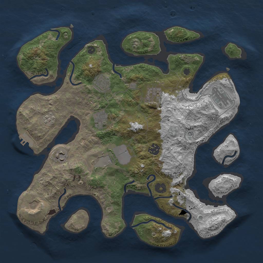 Rust Map: Procedural Map, Size: 3500, Seed: 45634, 16 Monuments
