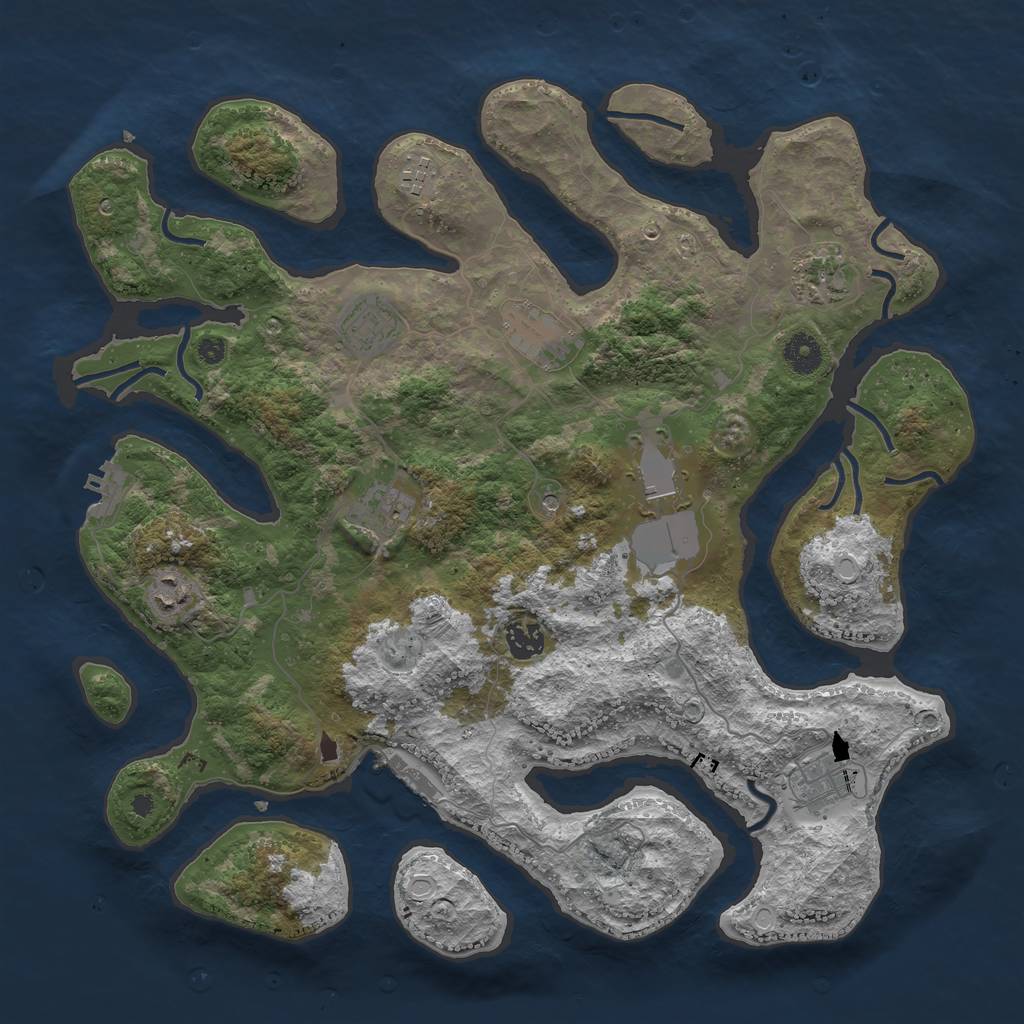 Rust Map: Procedural Map, Size: 3950, Seed: 493792172, 17 Monuments