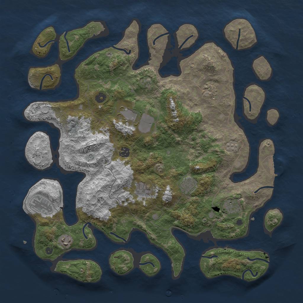 Rust Map: Procedural Map, Size: 4300, Seed: 2011691572, 16 Monuments