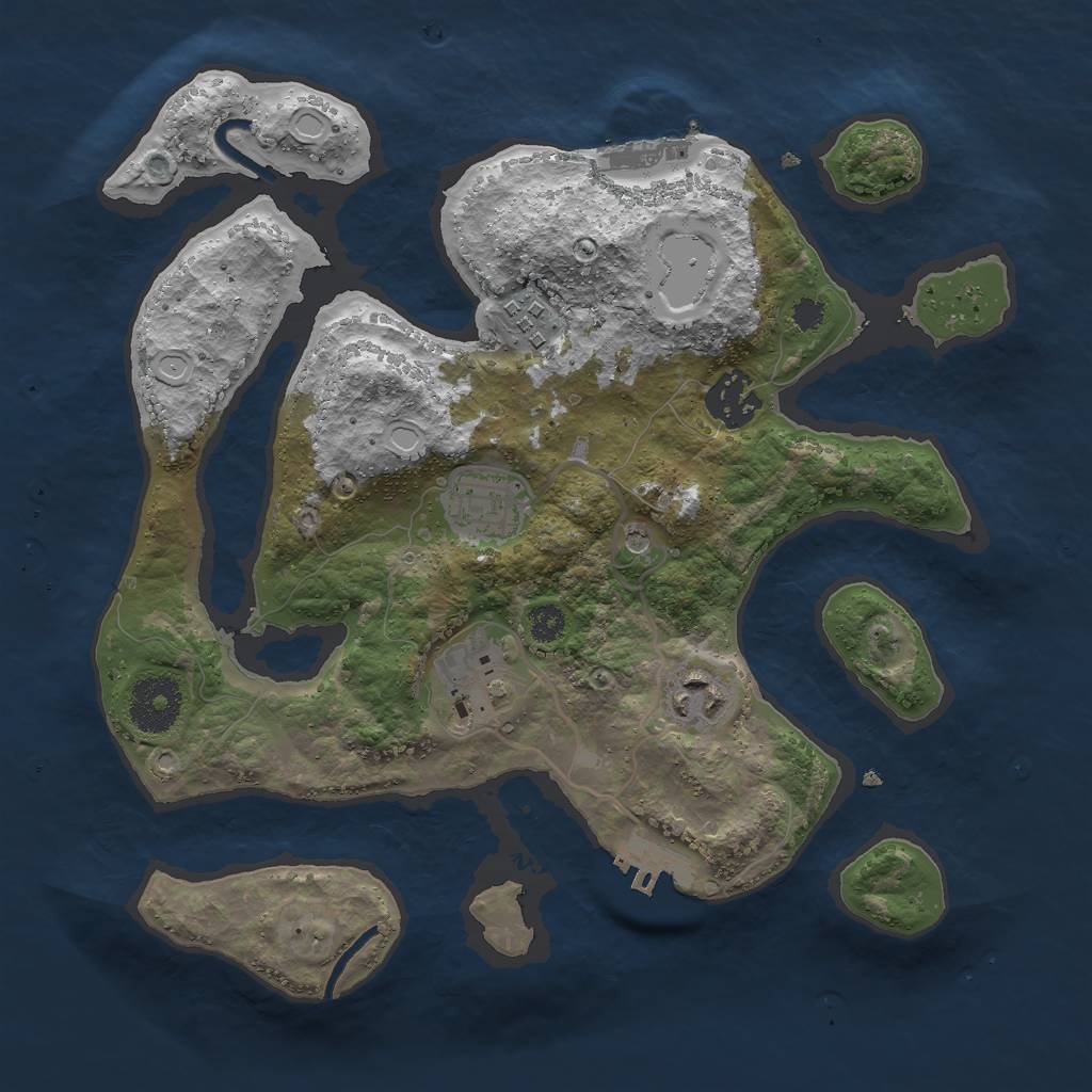 Rust Map: Procedural Map, Size: 3000, Seed: 725953545, 13 Monuments