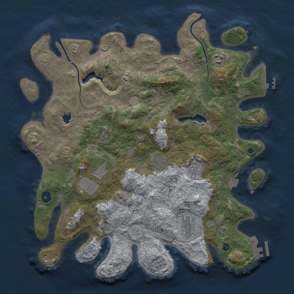 Rust Map: Procedural Map, Size: 4000, Seed: 218055641, 13 Monuments