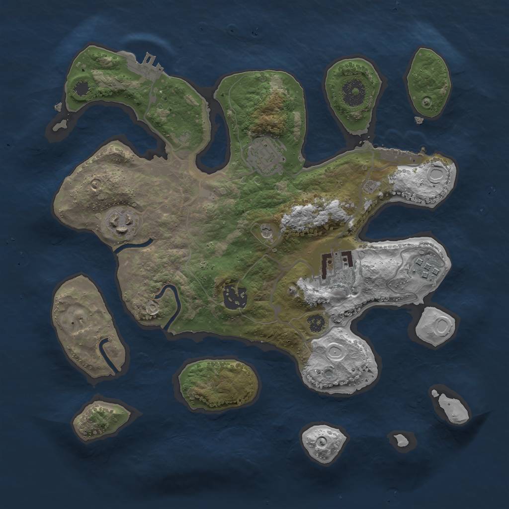 Rust Map: Procedural Map, Size: 3000, Seed: 1347695624, 13 Monuments