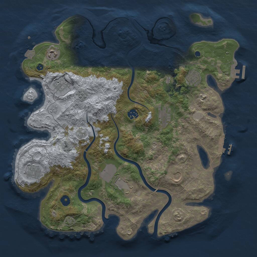 Rust Map: Procedural Map, Size: 3850, Seed: 12359658, 15 Monuments
