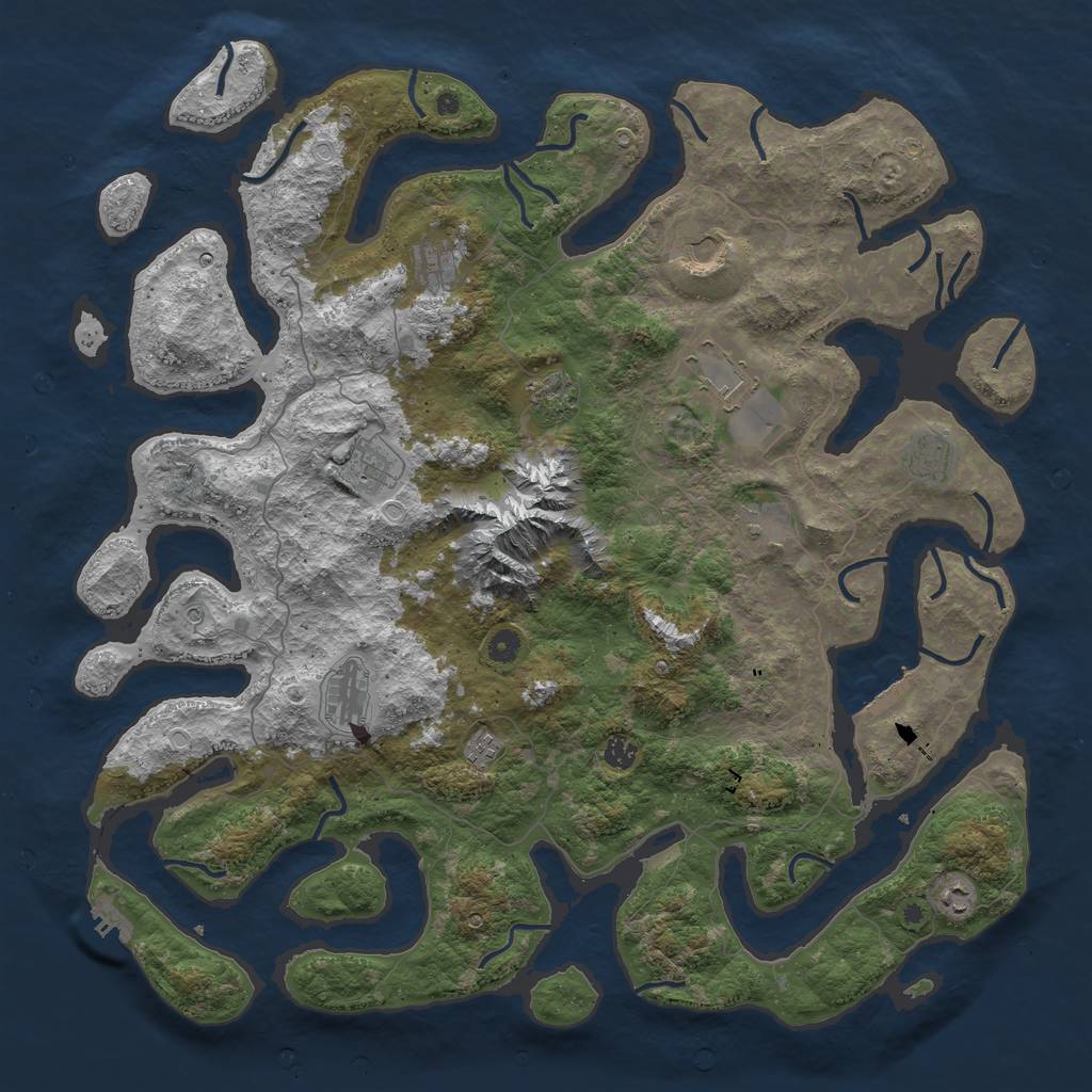 Rust Map: Procedural Map, Size: 5000, Seed: 39190521, 19 Monuments