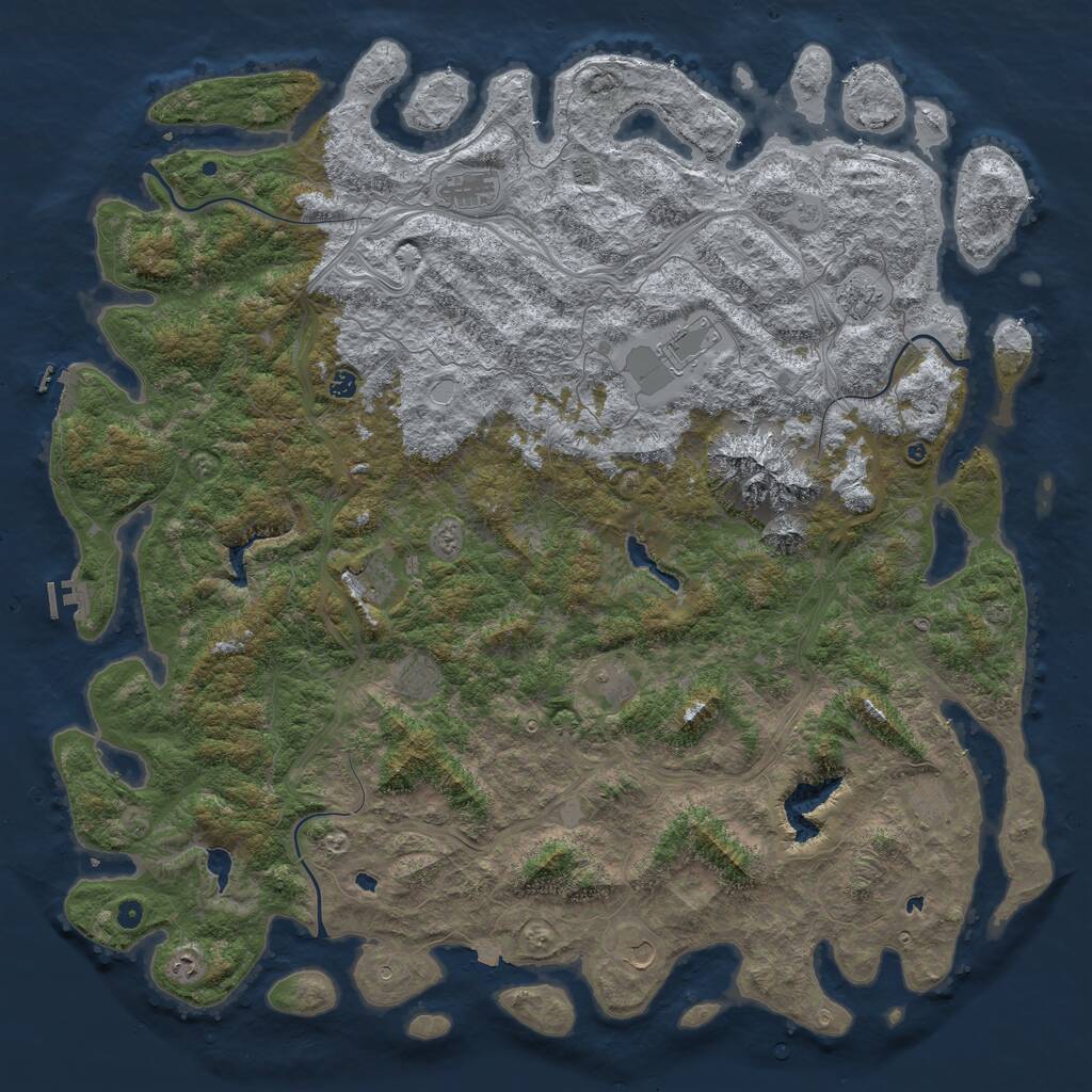 Rust Map: Procedural Map, Size: 6000, Seed: 9345, 17 Monuments