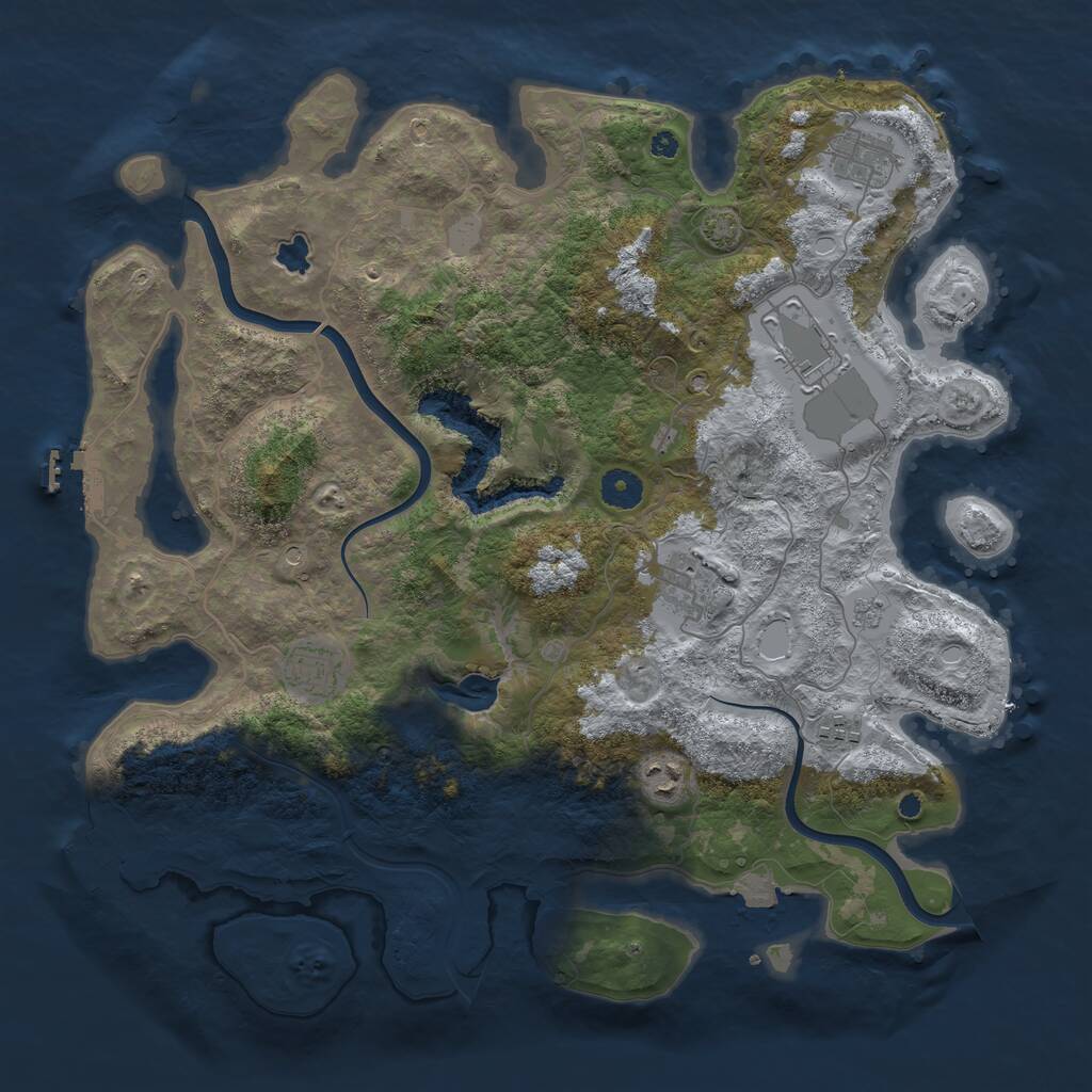 Rust Map: Procedural Map, Size: 4000, Seed: 210589250, 12 Monuments