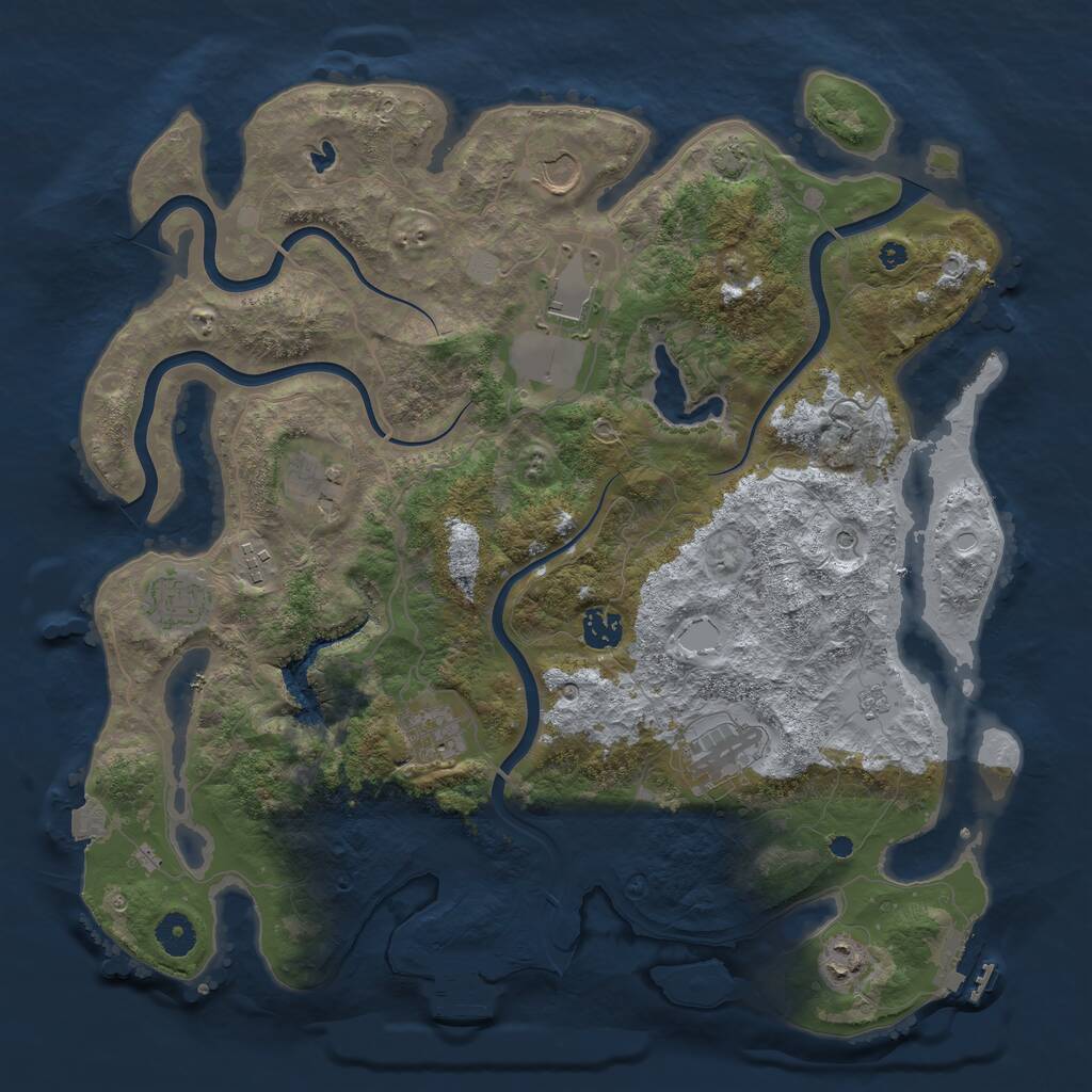 Rust Map: Procedural Map, Size: 4001, Seed: 2069, 15 Monuments
