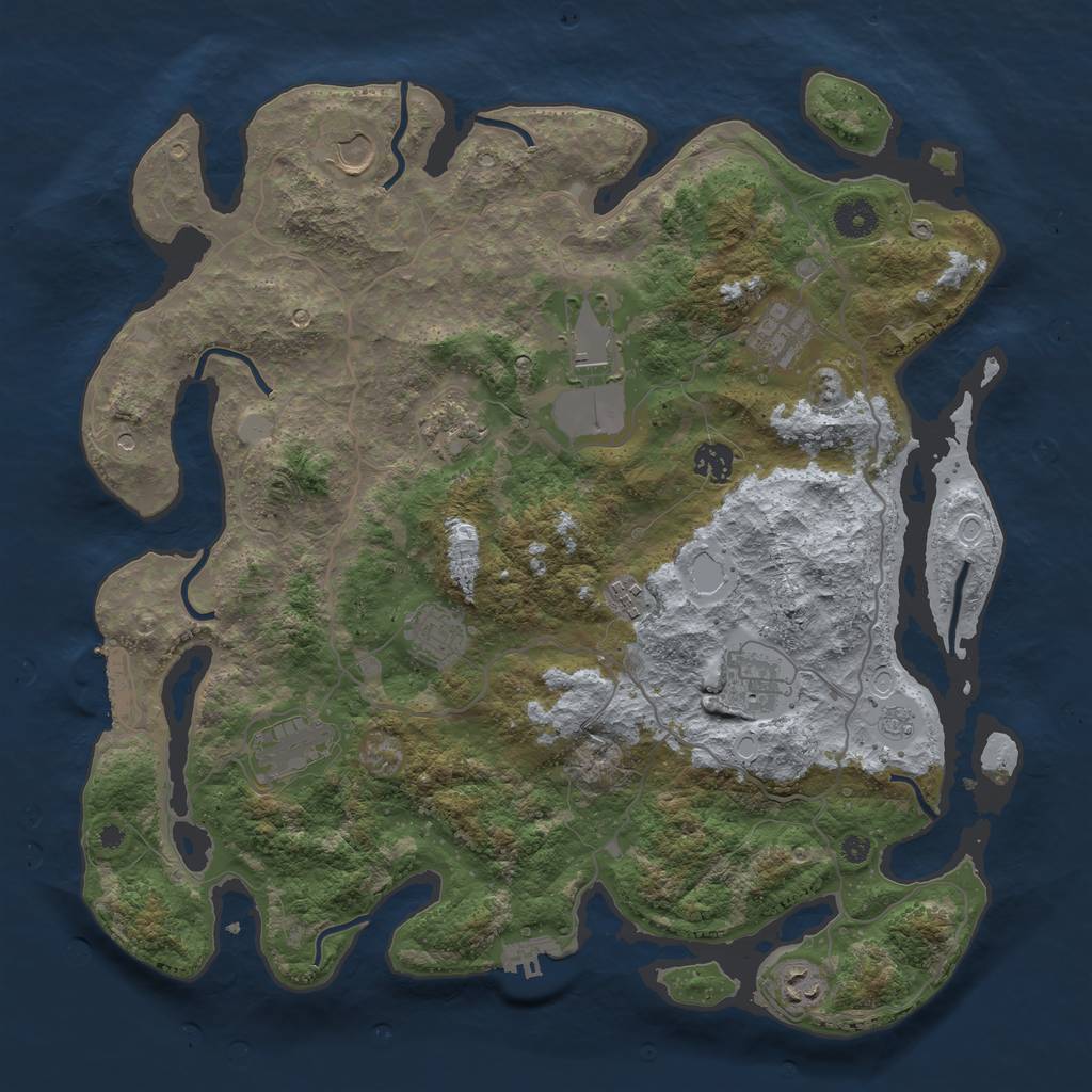 Rust Map: Procedural Map, Size: 4001, Seed: 2069, 17 Monuments