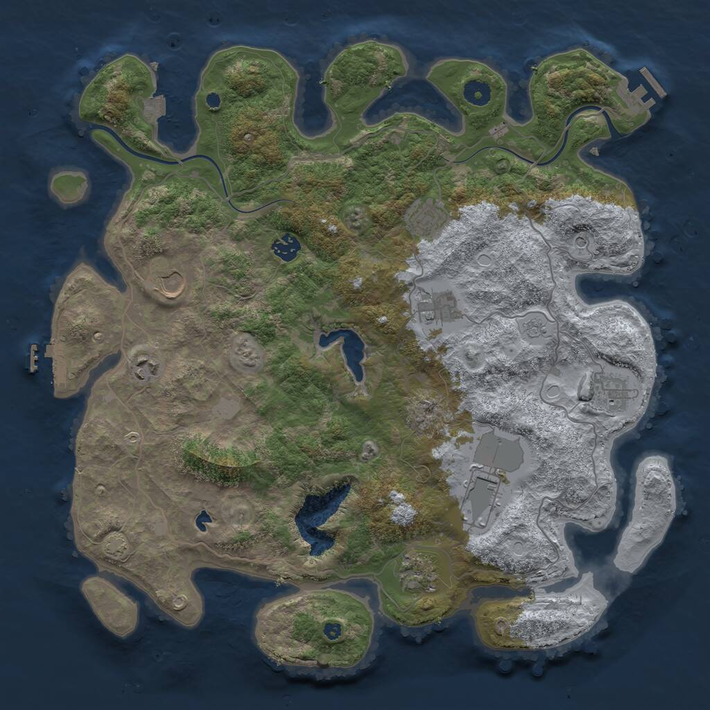 Rust Map: Procedural Map, Size: 4000, Seed: 505330, 14 Monuments