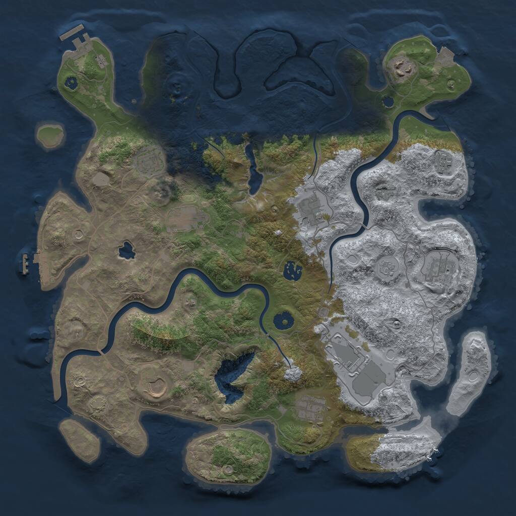 Rust Map: Procedural Map, Size: 4000, Seed: 505330, 16 Monuments