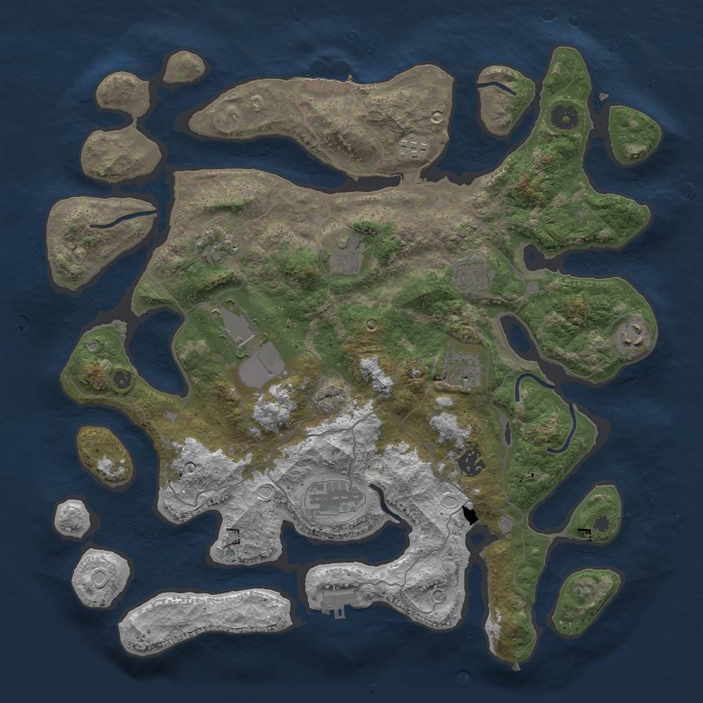 Rust Map: Procedural Map, Size: 4000, Seed: 1291346785, 17 Monuments